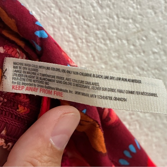 Free People Boho Red Floral Lattice Lovers Slip Mini Dress Red L - Picture 15 of 15